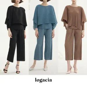 로가시아 25SS 플리츠 블라우스 + 베스트 레이어드 세트