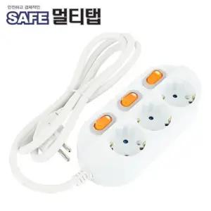 넷메이트 SAFE 멀티탭 3구 개별 접지 5m NM-350SFS 멀티코드 자재