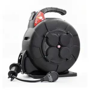 러그박스 캠핑릴선 자동 전기 연장선 리드선 20M 오토릴 캡형 올블랙 1.0SQ