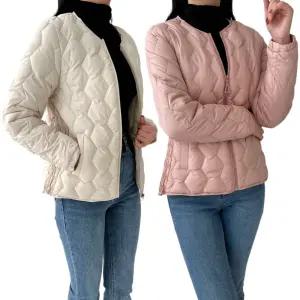 제니유 여성 에블린 퀄팅 브이넥 경량 지퍼 허리 텐션 패딩 점퍼 빅사이즈