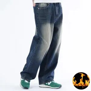 버드 기모 와이드(진청) 겨울 신상 기모 방한 빅사이즈 보온 작업복