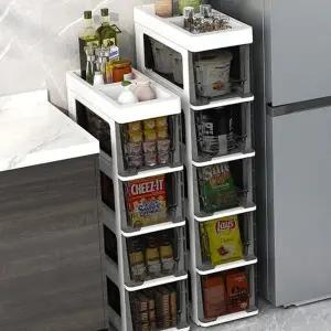 슬라이딩 틈새 수납장 미니 이동식 수납장 다용도실 욕실 정리함 좁은