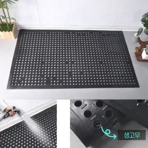 식당 주방 흙 먼지 배수성 논슬립 생고무 현관매트 블랙 150x90 출입구 기관