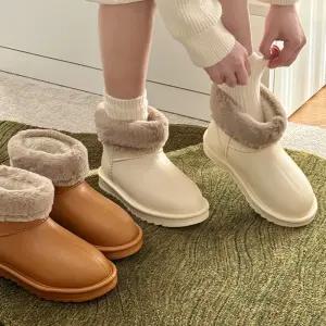 슈퍼카미트 여성 퍼안감 퍼부츠 겨울 방한 레인부츠 숏 앵클 첼시 패션 따뜻한 캐주얼