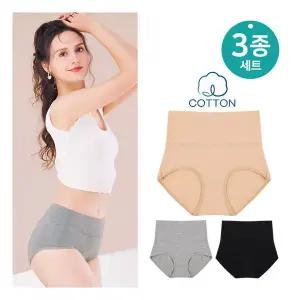여성 순면 뱃살보정 똥배팬티 복대팬티 데일리 맥시 3매세트 85~105 여자 복부 하이웨이스트 1702 808017