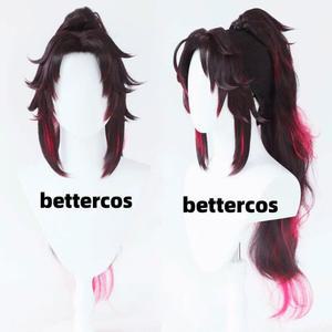 코쿠시보 가발 코스프레 귀멸의 촬영 귀칼 포니테일 행사 칼날 졸사 가발 헤어넷 코스튬