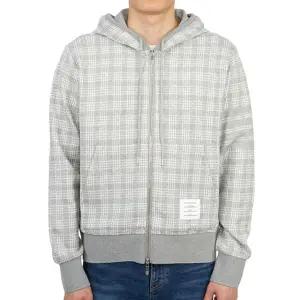 톰브라운 사선 스트라이프 마이크로 체크 자카드 MJT307A 07993 055 남자 후드 집업 가디건