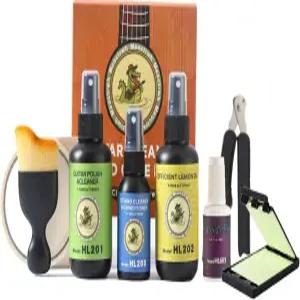 메오크트워 기타 클리닝 키트 프렛보드 레몬 오일 폴리쉬 앤 클리너 스트링 프렛 와인더 클린 천 도구