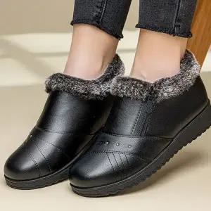 여성 털 안감 로퍼 베이직 캐주얼 데일리 여성 방한 로퍼 단화 슈즈 캐주얼슈즈 방한화 발목 부츠 겨울