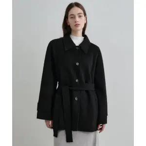 MONGDOL 캐시미어 울 핸드메이드 하프 코트 블랙 MDCT013BLACK