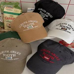 [엘루이즈][엘루이즈] [소두핏] 유스하 데님 빈티지 레터링 볼캡 모자(6color)