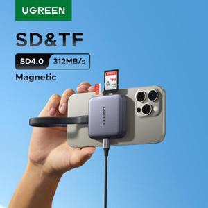 UGREEN 마그네틱 카드 리더기 USB-C SD/TF 슬롯 SD4.0 312MB/s Magsafe 휴대폰 노트북 액세서리 SD 마이크