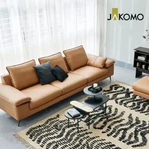 프리즈 4인 럭스 통가죽 천연면피 소가죽 소파+스툴