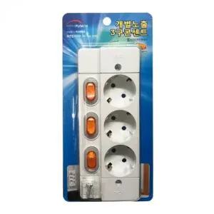 3구 개별스위치 멀티탭 분리형 콘센트 개별콘센트 3구멀티탭 개별멀틸탭 절전형콘센트