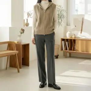 메리안 후드 니트 풀집업 베스트