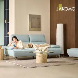 [자코모] 젬마 3인 천연면피 소가죽 소파+스툴