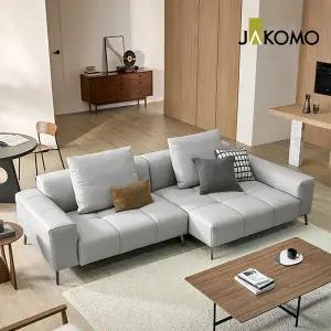 [자코모] 프라운 4인 반카우치 천연면피 소가죽 소파