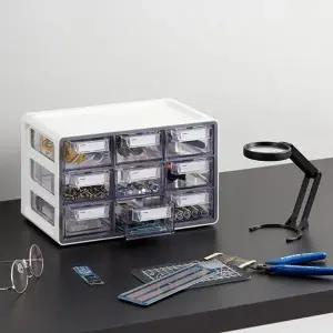 [하프클럽/]UP 시스템 멀티박스 소형 9단 투명 소품서랍 적층형