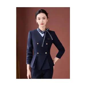 여자 정장세트 고급 노칼라 정장 세트 추동 오피스룩 양생관 작업복 호텔 프런트 응대 BE4