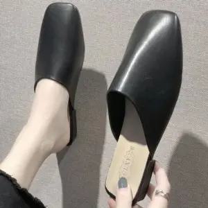 여성용 뮬 슬리퍼 사각코 여자 신발 편안한 홈 여름용 (WFJ4ZPY)