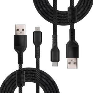Haotianchi Controller Charging Cable 2-Pack 10ft Micro USB Cable, Nylon Braided with Magnetic Ring Suitable for PS4, PS4 Slim/Pro and Devices Ports Black+Black