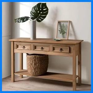 원목 콘솔 테이블 3단 서랍장 농가풍 현관 테이블 수납 선반 포함