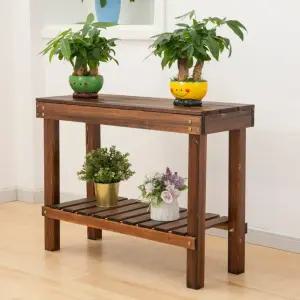 원목 화분선반 2단 베란다 거실 그린 원목화분선반