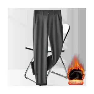 록쉬블몰 남성 면 바지 기모 도톰정장룩 가을 겨울 호랑이 머리 자수 반 일자 통 HO4