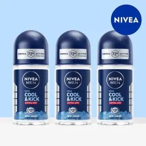 맨 데오드란트 롤온 쿨 앤 킥 50ml 3개