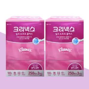크리넥스 실크소프트 미용티슈 250매 6개입 각티슈 사각티슈
