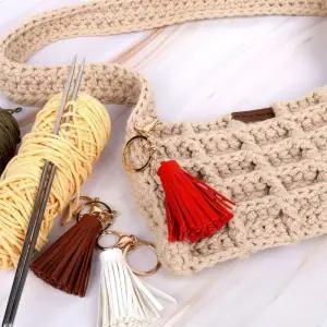 [라일리] Rly 백꾸 가죽 가방키링 태슬키링 레드