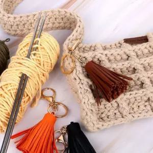 [라일리] Rly 백꾸 가죽 가방키링 태슬키링 브라운