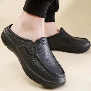 남성용 데일리 그레인레더 쿠션 편안한 슬리퍼 실내화 쾌적한 착용감 (WFJ685U)