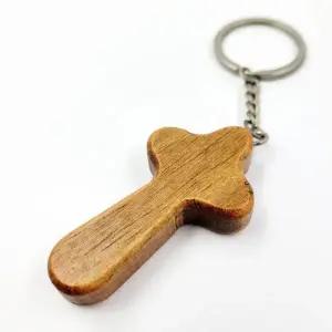 우드십자가고리 교회 선물 장식용 들고다니는 기독교키링 휴대용 (WFJ6Z63)