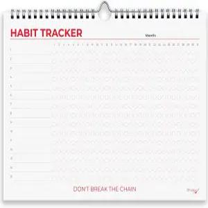 하디구 습관 추적 캘린더(12개월 미정) 컬러풀한 모티브 디자인 나선형 바운드 및 행거 A4 사이즈(83 x11.7