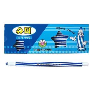 (파랑 12자루) 지구화학 색연필 1다스 슈퍼 낱색/단색/채점펜/연필/채점팬/부드러운/지구/돌돌이/12자루