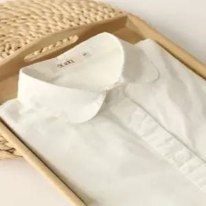 오피스룩 여성 셔츠 블라우스 흰남방 둥근카라