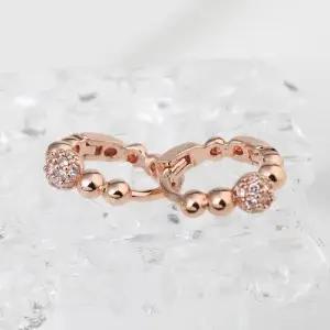 14K 금침 브리 로즈골드 큐빅 볼 원터치 링 귀걸이 W7F649E