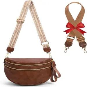 여성 가죽 크로스바디 범백 대형 슬링 지갑 슬루시 벨트 2Pc 조절 스트랩 포함