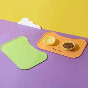 고양이 강아지 식기 받침대 실리콘 흘림 방지 매트 논슬립 식사