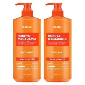 쿤달 허니 클렌징케어 사계절 앤 마카다미아 퓨어 바디워시 베이비파우더향 1.058L 2개