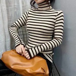 니트 스트라이프 소매 목폴라 골지니트 (WFJSR5A)