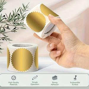 로바식 250/500pc 황금 호일 인감 스티커 톱니 모양의 가장자리가  2인치 원형 라벨 내구성이 뛰어난  접착