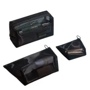 휴대용 메쉬 파우치 여행용 화장품 세면도구 메이크업 브러쉬 수납 통기성 망사 이너백