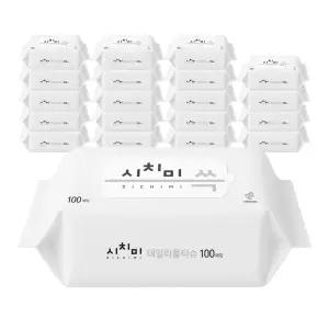 시치미 데일리 대용량 휴대용 물티슈 리필형 50g 100매입 20개