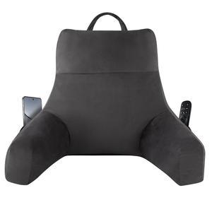 핀밥 침대용 등받이 베개, 성인 독서 등 지지 메모리 폼 스탠드업 라운지 TV용 팔, 소파, 의자, 기숙사, 18인치, 회색