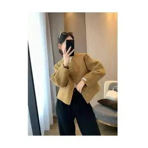 무천도사 여성 여친 정장 자켓 가을 겨울 쇼트 라운드 모직 코트 상의 양면 캐시미어 KKE4