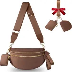 여성 패션 허리를 위한 범백 크로스바디 백 큰 패니 팩 벨트 체크 지갑 핸드백 트렌디한 숄더백 (브라운 원