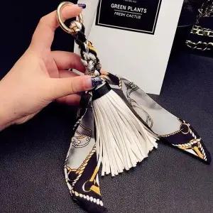 고품질 가죽 태슬 키링 열쇠고리 가방 백팩 소품 장식 (WFK9FLY)