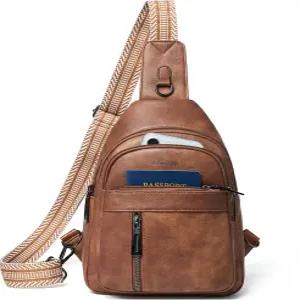 여성 LATMAP 7L 슬링백 남성 백팩 허리색 크로스바디 가슴 여행용 어깨 벨트 가방 핸드백 PU 가죽